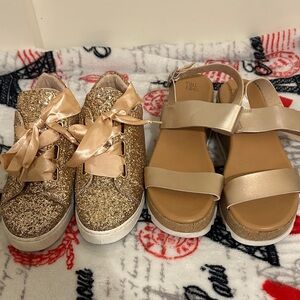 Gold Glitter Sneakers and Sandals